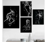 Toile de peinture en noir et blanc pour Couple,corps Sexy,femme et homme,affiche et tableau d'art mural imprimé pour salon 21x30cmx3 sans cadre
