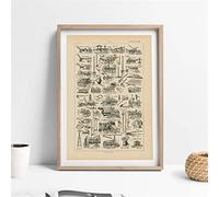 Toile de peinture Matériel agricole outils agricoles encyclopédie d'impression antique vieux graphique affiche Vintage Art mural pour bureau décor à la maison Sans cadre ( Size : 60x90 cm No Frame )