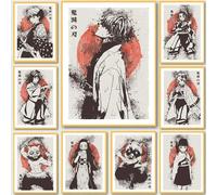 Toile de peinture murale avec images Demon Slayer, affiche de dessin animé japonais imprimé de personnages de Tanjiro Zenitsu, Portrait de salle, décoration de la maison 2