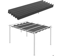 Toile de pergola - 350 x 260 cm - Gris foncé - Tissu respirant - Drainage optimal