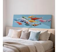Toile de poissons koi colorés, art mural long et étroit, impression panoramique encadrée grand format, art de grande taille, style zen japonais, décoration de salle de bain (30 x 90 cm/sans cadre)