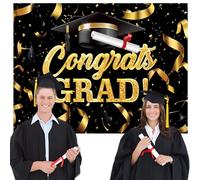 Toile de pour Photo de Remise de diplôme, bannière de félicitations, matériau Polyester 100D de qualité, Parfait pour l'obtention d'un diplôme ou Un événement Scolaire, 210 x 150 cm