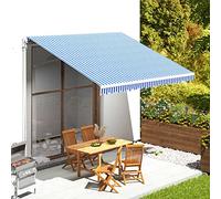 Toile de protection solaire imperméable et résistante aux déchirures - 400 x 350 cm - Bleu et blanc - Pour auvent et accessoires d'extérieur - Idéal pour toutes les conditions météorologiques
