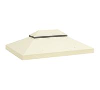 Outsunny Toile de Rechange pour pavillon Toile de tonnelle 4 x 3 m, Toit Double avec Trous de Drainage, Polyester Haute densité 370 g/m², Protection Solaire UPF30+, Toile Inclus Uniquement, crème