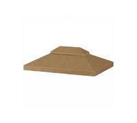 Toile de rechange barnum tonnelle 4 x 3 m - toit double avec oillets drainage - polyester haute densité 370 g/m² beige