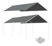 Outsunny Toile de rechange carport 6 x 3 m PE haute densité Gris Tendeurs élastiques inclus