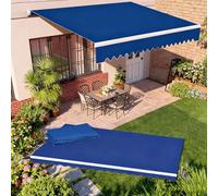 Toile de rechange en polyester imperméable pour auvent de jardin, cour avec cantonnière avant - 3,7 x 3 m - Dimensions : 5,2 x 3 m - Couleur : bleu