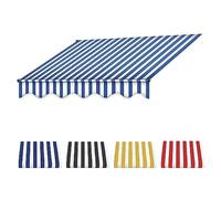 Toile de rechange imperméable et durable pour auvents rétractables Bleu et blanc 4 m Résistant aux UV Utilisation en extérieur