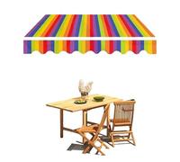 Toile de rechange imperméable et rétractable pour auvent de 3 x 2,4 m - Tissu en polyester pour terrasse, balcon, cour et boutique - Housse supérieure arc-en-ciel vif (6 x 5 m)