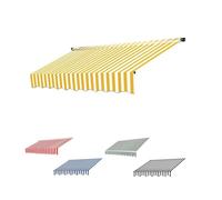 Toile de rechange imperméable pour auvent de jardin rétractable - 2,5 x 2 m, 3 x 1,5 m, 5 x 3,5 m - Cadre non inclus - Rayures jaunes - 6 x 4 m