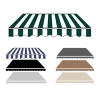 Toile de rechange imperméable pour auvent rétractable avec cantonnière - 2 à 5 m - Pour terrasse et balcon - Vert foncé et blanc - 400 x 150 cm