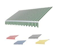 Toile de rechange imperméable pour auvents rétractables - 2,5 x 2 m, 3 x 1,5 m, 5 x 3,5 m - Rayures vertes - Cadre non inclus - 4,5 x 3,5 m
