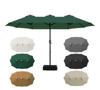 Toile De Rechange Parasol Double, Auvent Parasol De Remplacement 12 Baleines, 465x270cm Largeur De Couverture Extra Large, Jardin Housse Imperméable En Tissu Pour Dessus De Parapluie(Dark-green)