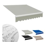 Toile de rechange pour auvent - 350/400/500 x 300 cm - Imperméable - Résistant aux UV - Résistant aux intempéries - Toile grise - Pour extérieur (6,1 x 3 m)