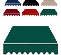 Toile de rechange pour auvent avec cantonnière de 2/2,5/3/3,5/4 m de large, toile de protection solaire, en polyester vert, 320 g/m², 2,5 x 2 m
