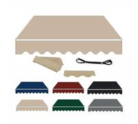 Toile de rechange pour auvent de terrasse en polyester imperméable - Protection UV - Couleur naturelle - 6 x 4 m