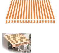 Toile de rechange pour auvent extérieur - Tissu en polyester hydrofuge 280 g - 3,6 x 2 m - Rayures orange-blanches - Idéal pour terrasse, balcon et porte