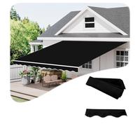Toile de rechange pour auvent rétractable en polyester imperméable - Pour auvent de 2 m à 5 m - Noir - 400 x 150 cm