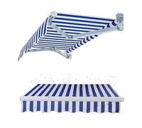 Toile de rechange pour auvent rétractable - Imperméable - Pare-soleil pour l'extérieur - Pour portes et fenêtres - Housse d'auvent de jardin - 4 x 2,5 m - Bleu