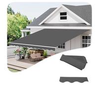 Toile de rechange pour auvent rétractable - Protection UV - 400 x 150 cm - Avec cantonnière - Convient aux auvents de 2 m à 5 m - Idéal pour terrasse et balcon - Gris