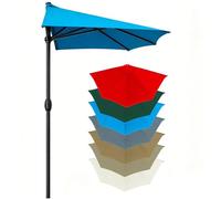 Toile de Rechange pour Demi-Parasol 3.0m avec 5 Baleines, Auvent de Parasol Demi Rond Imperméable Protection UV, Tissu de Remplacement pour Parasol de Balcon, Terrasse(Blue,270cm/8.8ft)