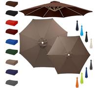 Toile de Rechange pour Parasol, 6/8 Baleines Auvent de Remplacement Anti-UV, 2.0/2.7/3.0/3.5/4.0m Couverture de Parasol de Jardin pour Exterieur Terrasse Cour Plage(Dark Top Color,2.0m/8 Ribs)
