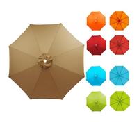 Toile de Rechange pour Parasol de Jardin, 2.30m/2.70m/3.0m/3.5m, 8 Baleines Toile De Rechange Pour Parasol Déporté, Housse De Rechange Pour Parasol De Terrasse Plage(Khaki,10FT/3.0M)
