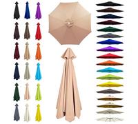 Toile de rechange pour parasol de jardin à 6 baleines - Housse de parasol de 2 à 3 m, idéale pour patio, terrasse, cour, utilisation en extérieur et imperméable
