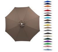 Toile de Rechange pour Parasol de Marché, Polyester Tissu pour 6/8 Baleines, Auvent de Remplacement pour Table de Marché de 2,0/2,30/2,50/2,70/2,80/3,0/3,30/4,0 m, Solide et épaisse(Taupe foncé,8 Bale