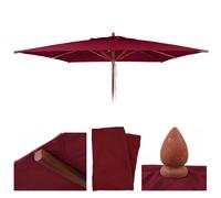 Toile De Rechange Pour Parasol De Restaurant En Bois Hwc-C57b, Housse De Parasol, Carrée 3 X 3 M, Polyester 3 Kg Bordeaux Rouge