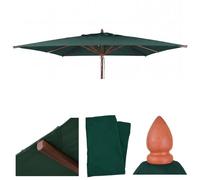 Toile De Rechange Pour Parasol De Restaurant En Bois Hwc-C57b, Housse De Parasol, Carrée 3 X 3 M, Polyester 3 Kg Vert Foncé Vert