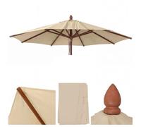 Toile De Rechange Pour Parasol De Restaurant En Bois Hwc-C57b, Housse De Parasol, Ronde Ø4m Polyester 4kg Crème Gris