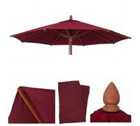 Toile De Rechange Pour Parasol De Restaurant En Bois Hwc-C57b, Housse De Parasol, Ronde Ø4m Polyester 4kg Bordeaux Rouge