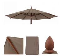 Toile De Rechange Pour Parasol De Restaurant Hwc-C57b, Housse De Parasol, Ronde Ø3m Polyester 2kg Taupe Marron
