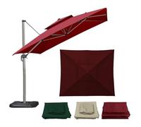 Toile De Rechange Pour Parasol Déporté De Terrasse, Auvent De Rechange Carrée À Double Toit 3x3M 2.5x2.5M, 8 Baleines Housses De Parasol De Table Extérieur Imperméable Et Solide(Dark-Red,2.5x2.5m)