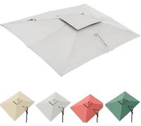 Toile De Rechange pour Parasol Rectangulaire 3 X 4 M - 8 Baleines, Toile De Parasol Déporté, Protection UV, Beige Double Face, Idéale pour La Piscine Et Le Jardin. Beige 3x4m(10' x 13') Double Top