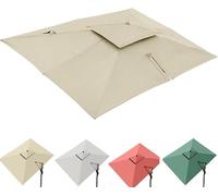Toile De Rechange pour Parasol Rectangulaire 3 X 4 M - 8 Baleines, Toile De Parasol Déporté, Protection UV, Beige Double Face, Idéale pour La Piscine Et Le Jardin. Khaki 3x4m(10' x 13') Double Top