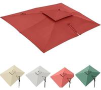 Toile De Rechange pour Parasol Rectangulaire 3 X 4 M - 8 Baleines, Toile De Parasol Déporté, Protection UV, Beige Double Face, Idéale pour La Piscine Et Le Jardin. Wine Red 3x4m(10' x 13') Double Top