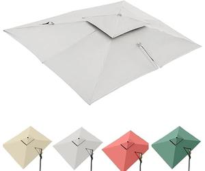 Toile De Rechange pour Parasol Rectangulaire 3 X 4 M - 8 Baleines, Toile De Parasol Déporté, Protection UV, Beige Double Face, Idéale pour La Piscine Et Le Jardin. Beige 3x4m(10' x 13') Double Top