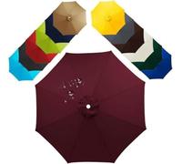 Toile de Rechange pour Parasol, Résistant aux Intempéries UV, 200-350cm 6/8 Branches Toile de Parasol,Bourgogne,6 côtes : 280 cm / 9,2 pieds