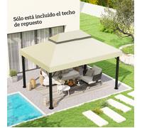 Toile de rechange pour tonnelle - 4 x 3 m - Double toit - Trous de drainage - UPF30+