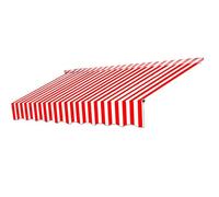 Toile de rechange rétractable en polyester imperméable pour auvent de terrasse - Housse de protection d'auvent pour porte et fenêtre - 2,4 x 2 m et 3,5 x 3 m - Toile rouge-blanche pour abri