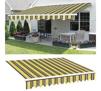 Toile de rechange rétractable personnalisable pour auvent d'extérieur - 6 x 3 m - Rayures jaunes - Pour balcon et terrasse - Protection solaire