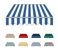 Toile de rechange rétractable pour auvent de patio durable - 4 x 3 m - Bleu lac et blanc - Installation facile - 4,9 x 2,4 m