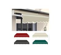 Toile de rechange rétractable pour auvent de terrasse 100 % polyester - Résistant à la décoloration et au vent - Pour piscine, marché agricole, toutes saisons, économie d'énergie (beige, 5,8 x 3 m)