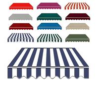 Toile de rechange rétractable pour auvent de terrasse, 280 g/m², imperméable avec cantonnière, toile pour cour, terrasse et balcon (rayures bleues et blanches, 2,4 x 2 m)