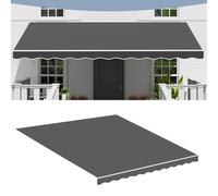 Toile de rechange rétractable pour auvent de terrasse - 8 x 2 m - Gris foncé - Pour portes et terrasses, abri d'extérieur avec cantonnière avant - Protection UV - Facile à installer