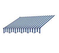 Toile de rechange rétractable pour auvent de terrasse - Housse de pare-soleil en polyester imperméable pour portes et fenêtres - 2,4 x 2 m et 3,6 x 3 m - Abri d'ombrage pour extérieur, bleu-blanc