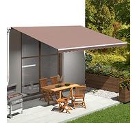 Toile de rechange rétractable pour auvent d'extérieur - 5 x 3,5 m - Marron - Pour balcon, terrasse, parasol extérieur, meubles Casa