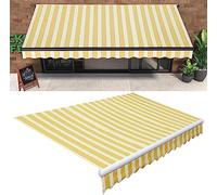 Toile de rechange rétractable pour pare-soleil d'extérieur en polyester imperméable Protection UV Jaune rayé Taille : 2,4 x 2 m Idéal pour terrasse et balcon.